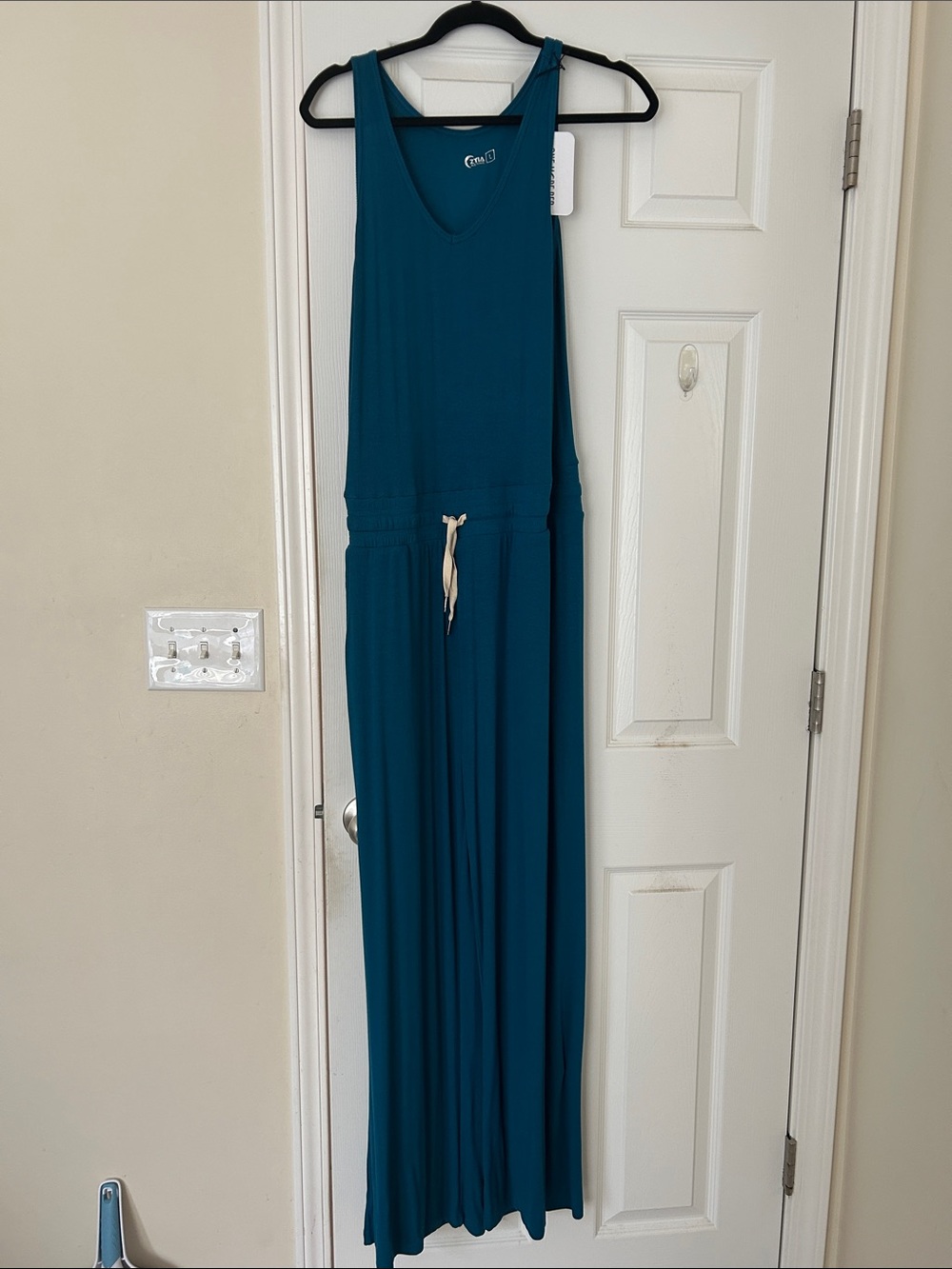 Sleeveless Teal Drawstring Tank Jumpsuit